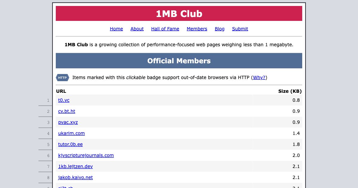 Screenshot of web page.