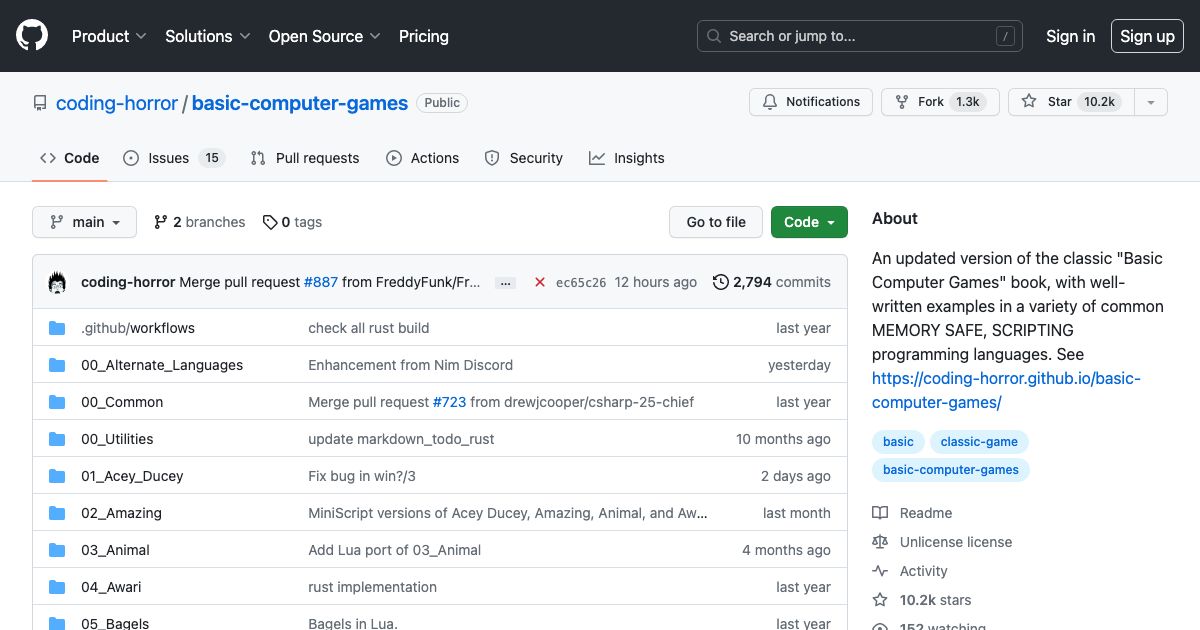Screenshot of web page.