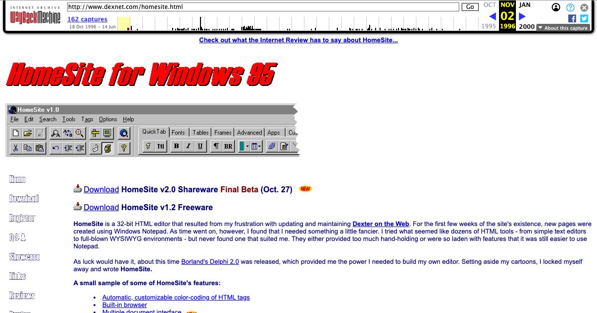 Screenshot of web page.