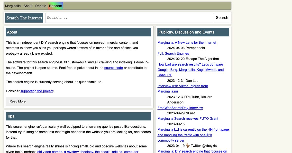 Screenshot of web page.