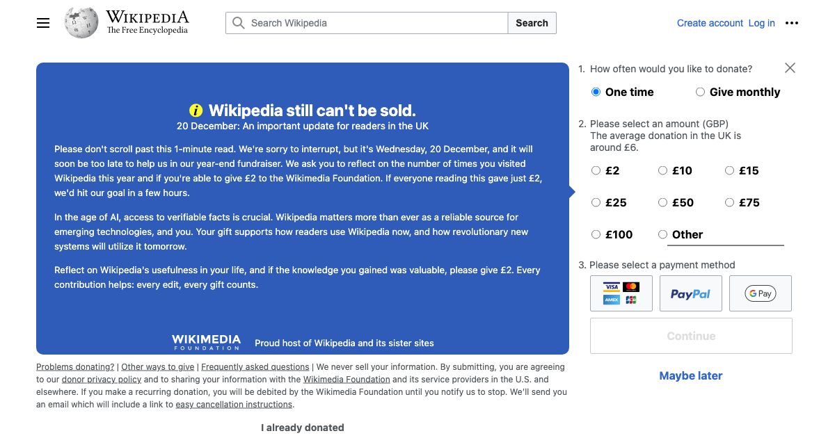 Screenshot of web page.