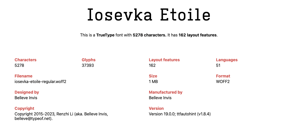 TrueType font with 5278 characters, it has 162 layout features.