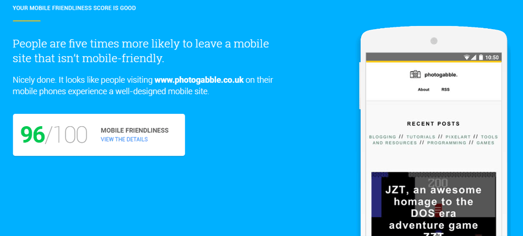 Google Mobile Website Speed Test Tool
